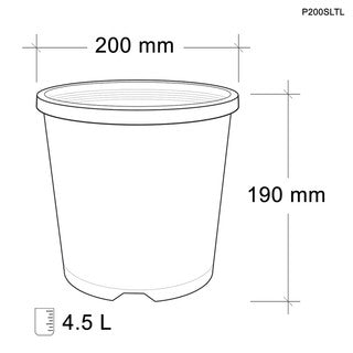 20cm Black Plastic Pot