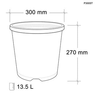 30cm Black Plastic Pot